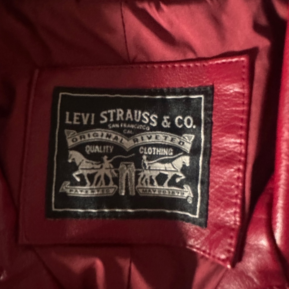 Levi Strauss & Co. Red Leather Biker Jacket - Picture 4 of 5